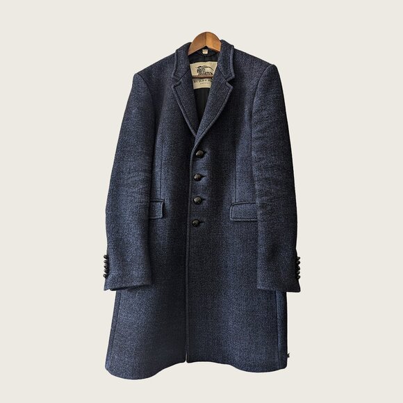 BURBERRY - Long blue wool blend coat - Sz 52 - Picture 1 of 13